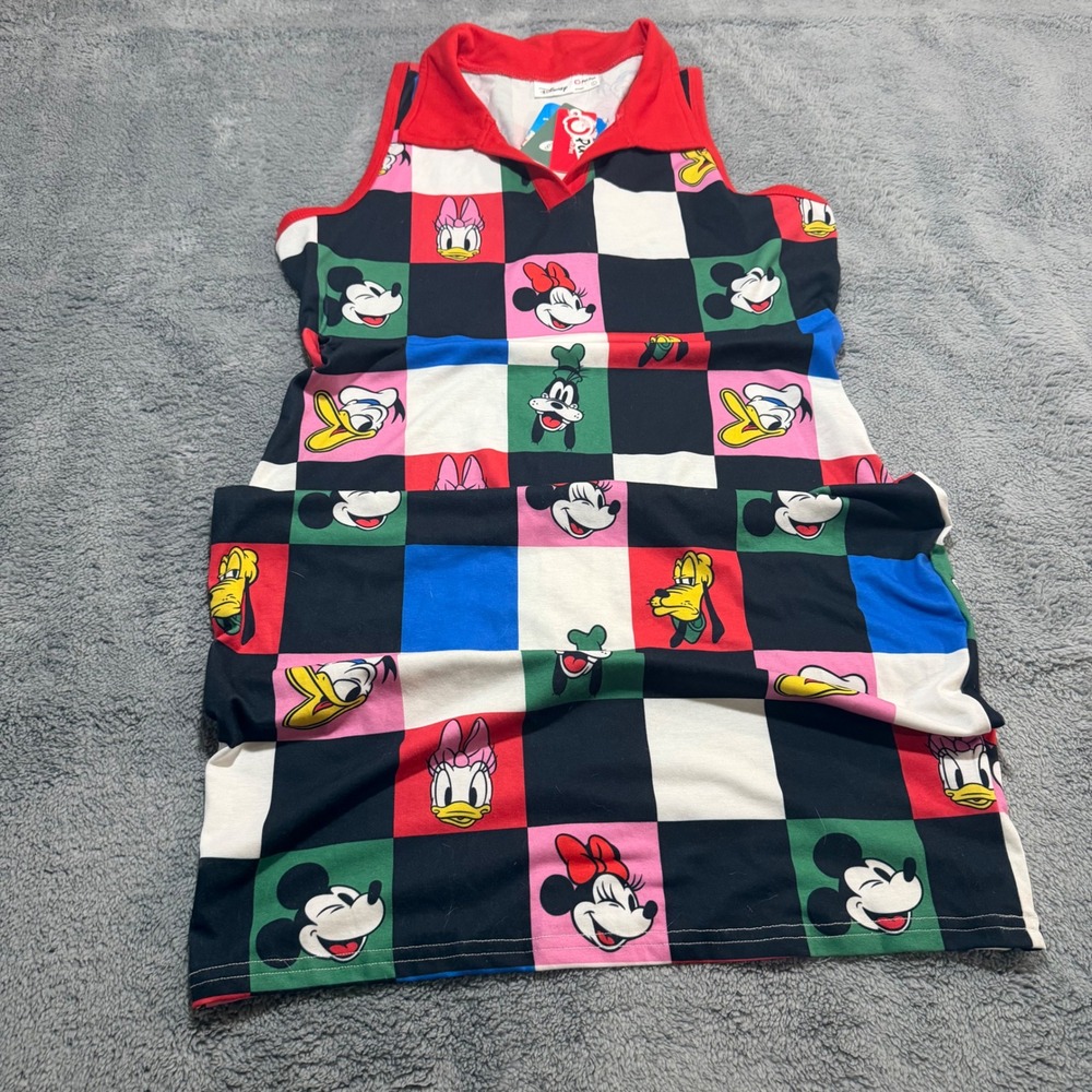 Disney Checkered Mickey Minnie Mouse Polo Dress NWT